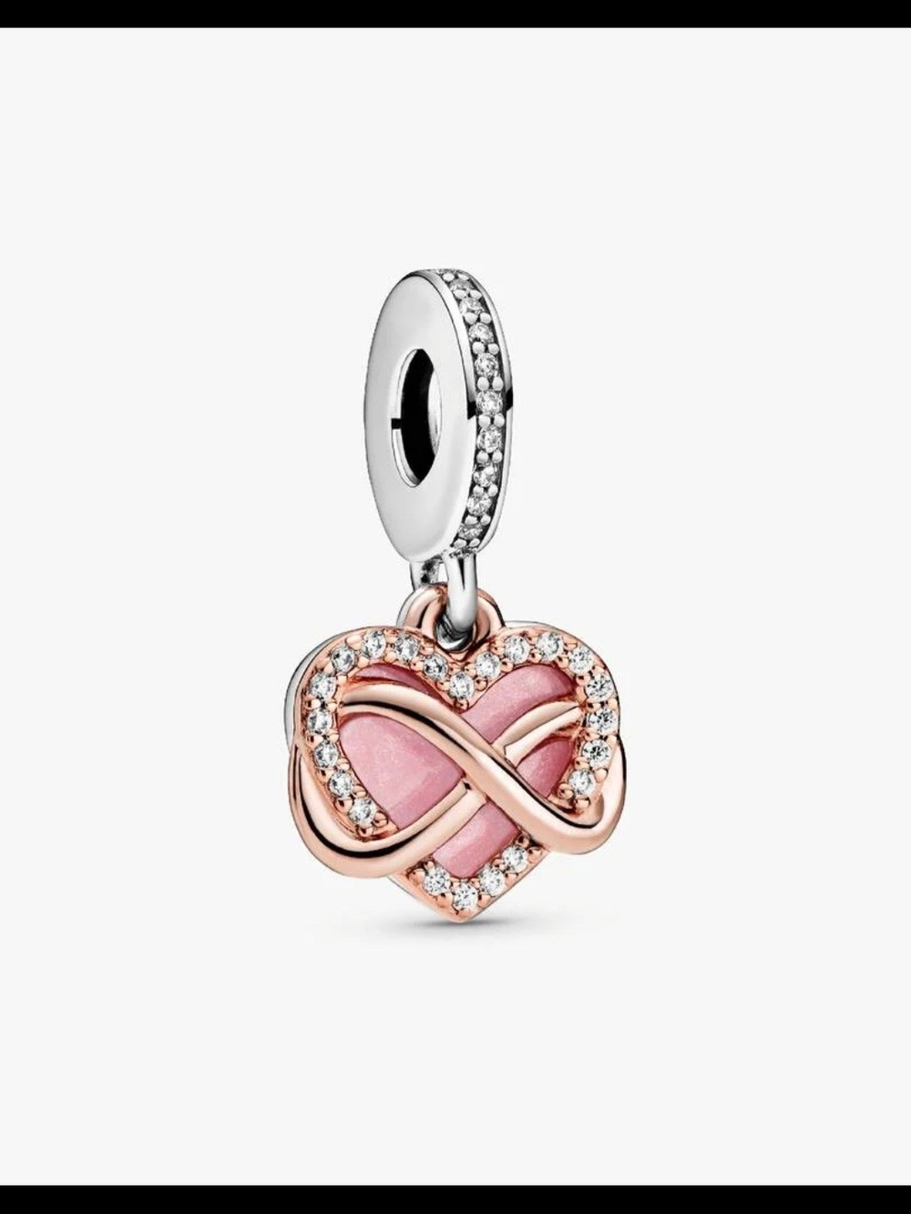 Pandora Rose Gold & Pink Heart Infinity Charm Pendant